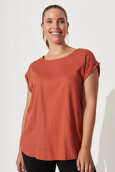 Rust Linen Blend Top